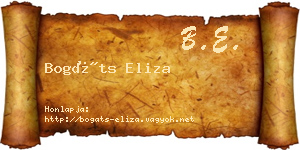 Bogáts Eliza névjegykártya